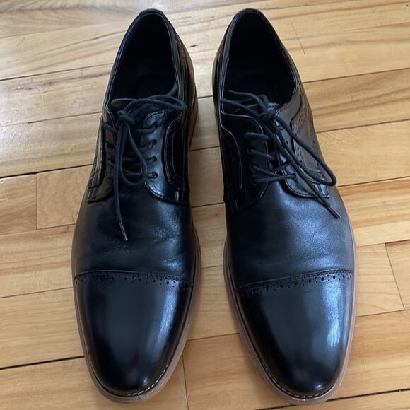 Stacy Adams Dickinson black leather tie cap toe Oxford shoe. Size 9.5. - Picture 2 of 11
